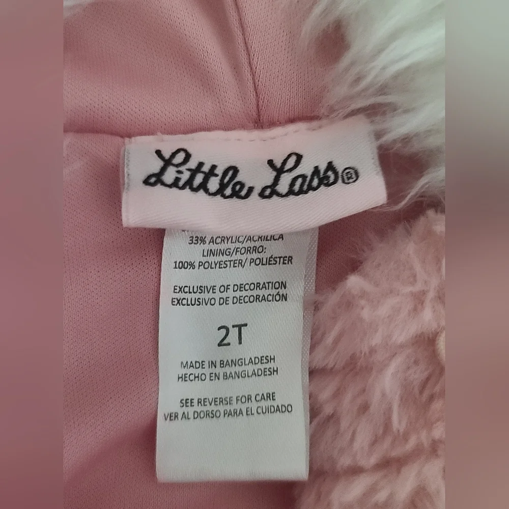 Girl Little Lass Kids Pink Bear Vest Hoodie and Pant Set Size Toddler 2T - Picture 5 of 10